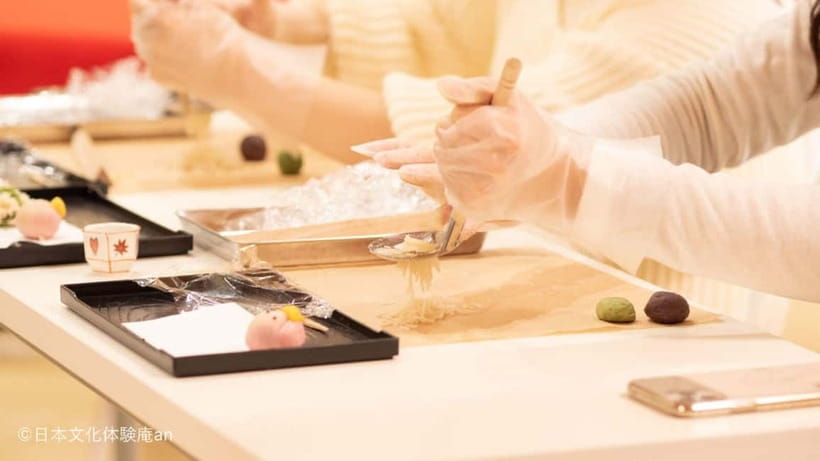 2 Types of Japanese Sweets making and Tea Ceremony - Ohigashi and the careful work of wasanbon