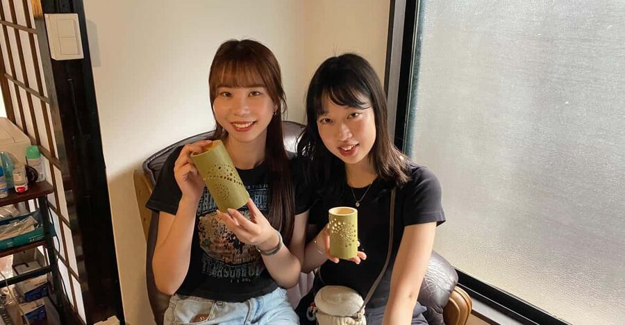 Beppu: Bamboo Lantern Workshop - Using the hand-drill safely and carefully