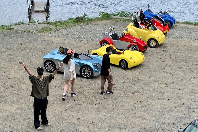 Cute & Fun E-Car tour following guide around Lake Kawaguchiko - Yagisaki Park and the floating temple