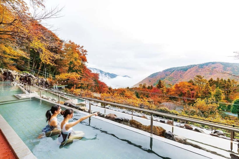 Kowakien Yunessun Hot Springs Entry Ticket - Caves, aquariums, and the Dragon’s Waterfall