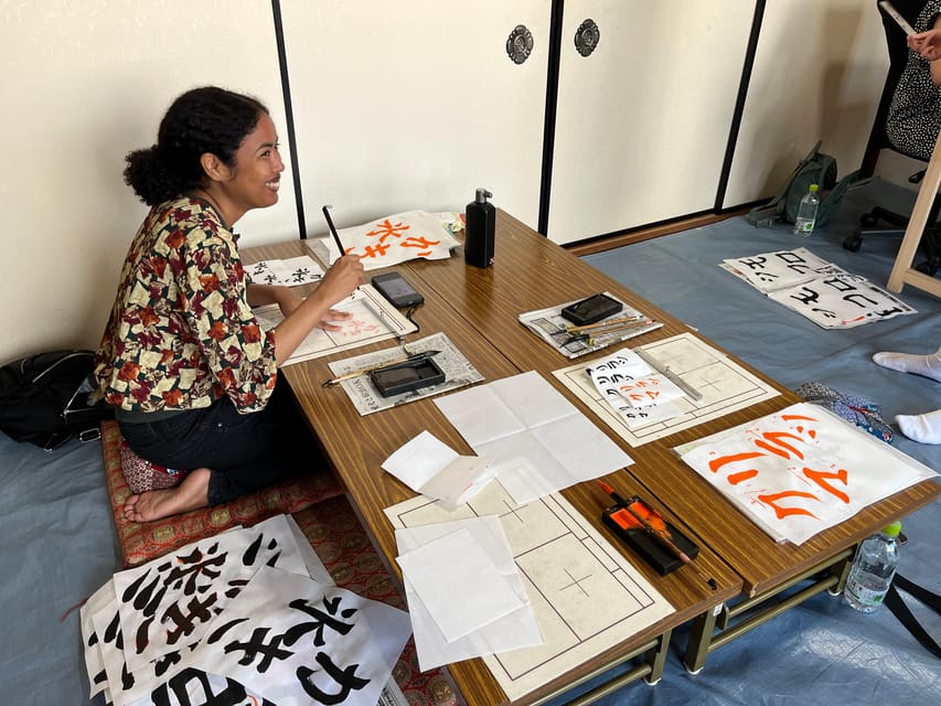 Kyoto: Calligraphy class at Buddhist temple in city center - Making the Final Shikishi Artwork