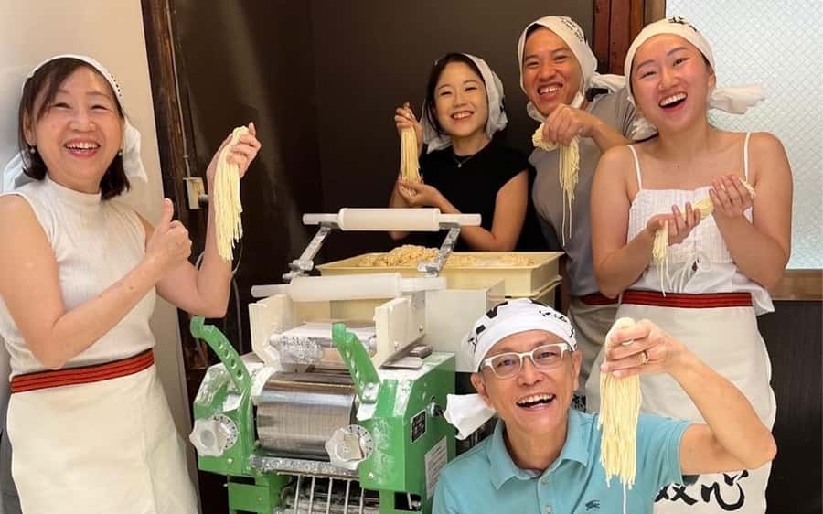 Kyoto Michelin Ramen Workshop or Painting Ramen Essentials - Mixing flour and working the noodle dough