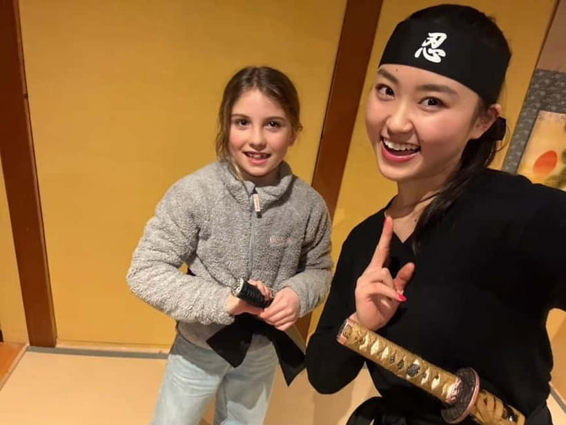 Kyoto: Ninja Experience Cafe Kyoto Gion - Testing aim with the blowgun