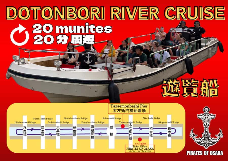 Osaka: Dotonbori's Bridges 20-Minute Cruise - The first stretch past Dotonbori’s famous signs