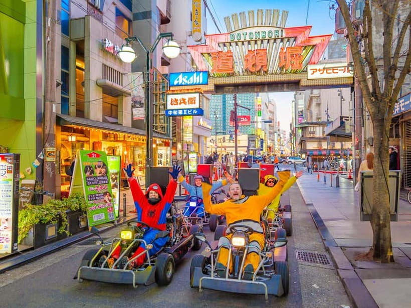 Osaka: Guided Go Karting Tour in a Funny Costume - From America-mura to the bright side of Namba