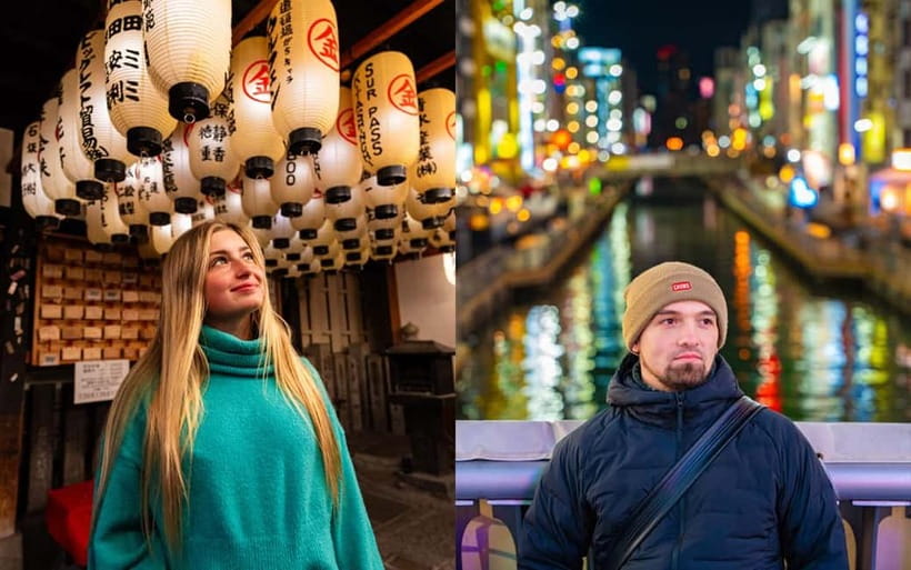 Osaka: Private Vibrant Nighttime Photoshoot (Dotonbori) - Ebisubashi Bridge and the Glico Sign