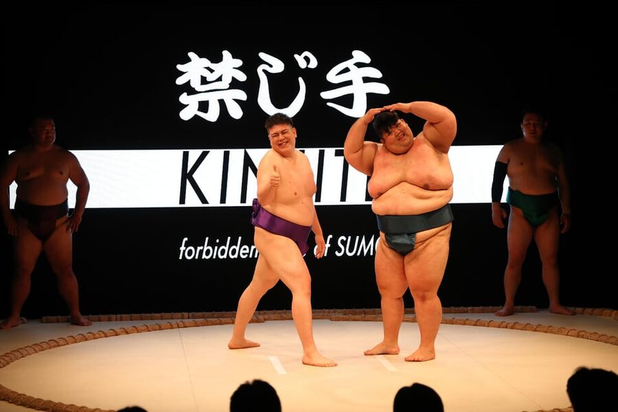 Osaka: Sumo Stage Show with Bento or Snack + Fight & Photo - Watching former professionals demonstrate sumo