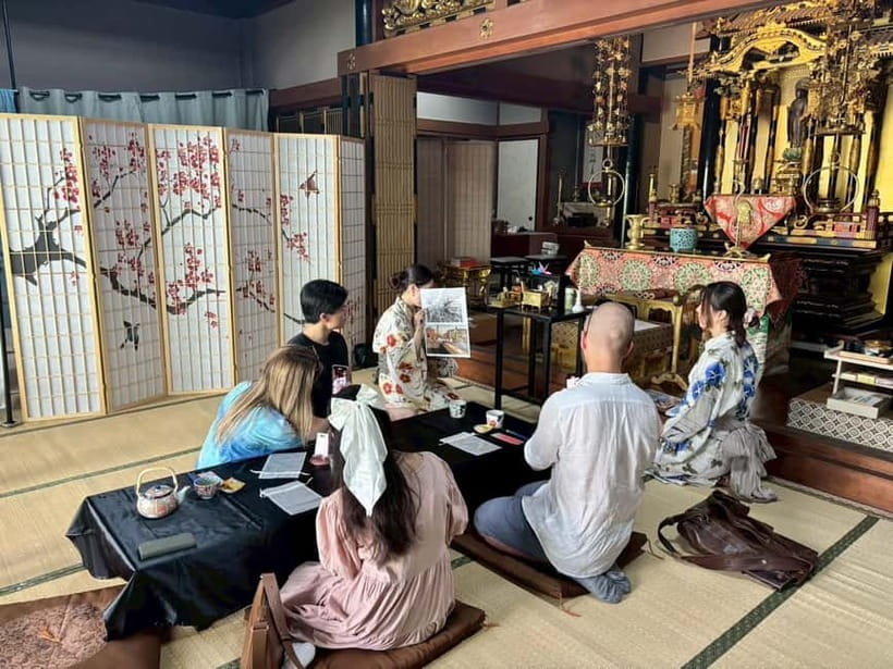 Osaka: Temple Tour and Traditional Calligraphy Lesson - Matcha and interaction with resident monks