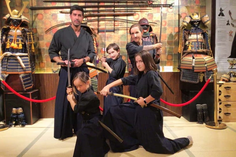 Samurai Ninja Museum Asakusa: Samurai Sword Lesson & Tour - Putting on the armor in Asakusa