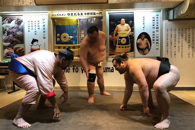 the SUMO show - Tonkatsu and chanko soup at the table