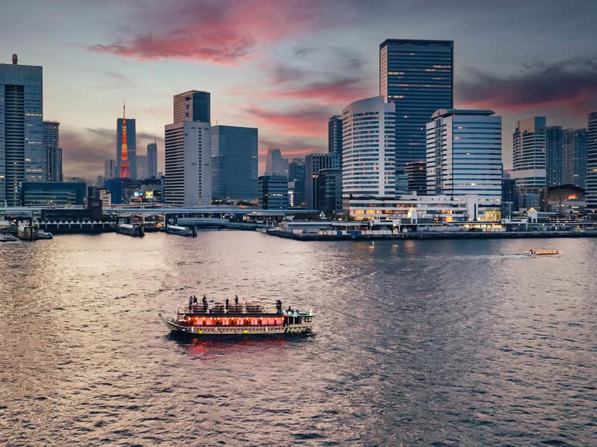 Tokyo Dinner Cruise & Tradition Show & Drinks & Tokyo Tower - Rainbow Bridge, Eitai Bridge, and the skyline