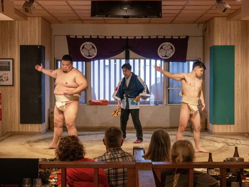 Tokyo: Family Sumo Workshop & Live Wrestling Show with Lunch - The exhibition bout has real force and plenty of humor