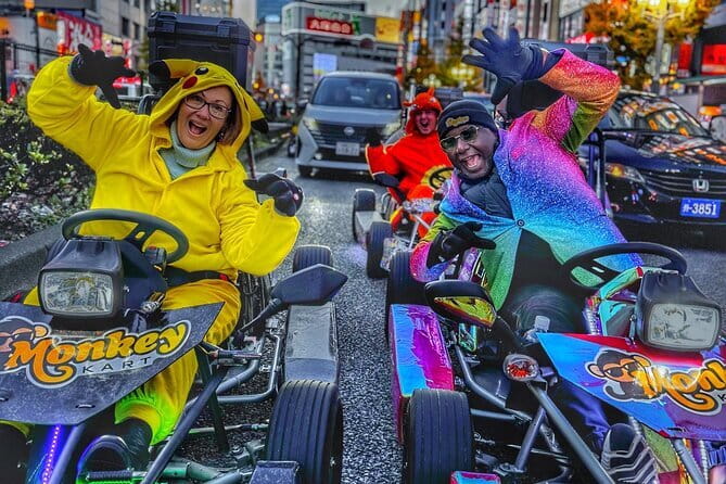 Tokyo Go-Kart Tour Shibuya-Harajuku-Shinjuku (<em>IDP Required) – The best parts of the ride at a glance’ /></p>
<ul>
<li><strong>Shibuya Crossing from the driver’s seat:</strong> Pass through one of Tokyo’s most famous intersections instead of watching from the pavement.</li>
<li><strong>A compact central Tokyo route:</strong> See Shibuya, Harajuku, and Shinjuku in about 75 minutes.</li>
<li><strong>Guide-shot photos:</strong> Your guide takes pictures during the experience, so you can keep both hands focused on the road.</li>
<li><strong>Costumes are optional:</strong> Add a playful look before setting off, or skip the costume and keep things simple.</li>
<li><strong>Small-group feel:</strong> The tour has a maximum of four participants, allowing the guide to keep a close eye on the group.</li>
<li><strong>Weather matters:</strong> Poor weather can cancel the ride, with a new date or full refund offered.</li>
</ul>
<h2>Why this Tokyo kart ride feels different</h2>
<p><img width="670" height="446" decoding="async" src=