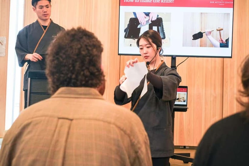 Tokyo: Knife Making Workshop (Sharpening, Engraving) - Engraving your Japanese name on the handle