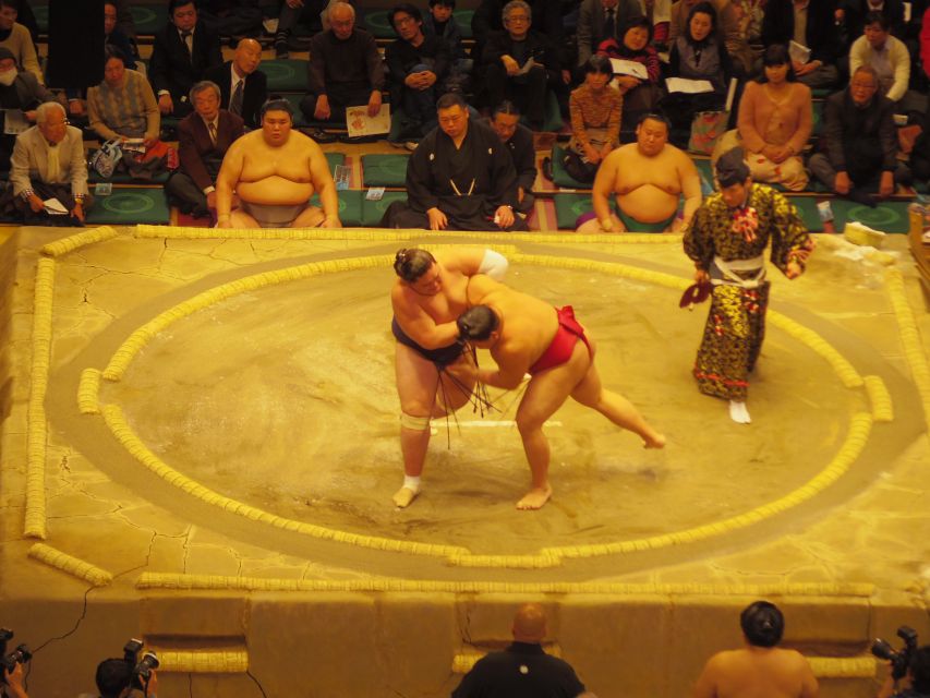 Tokyo: Sumo Tournament Tour with Chair Seat Tickets - The ceremonies before the serious bouts