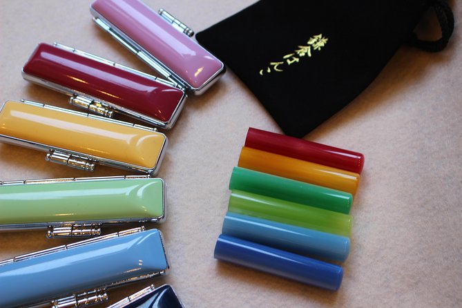 Your Own HANKO Name Seal Activity in Kamakura. - Choosing the material, color, and case